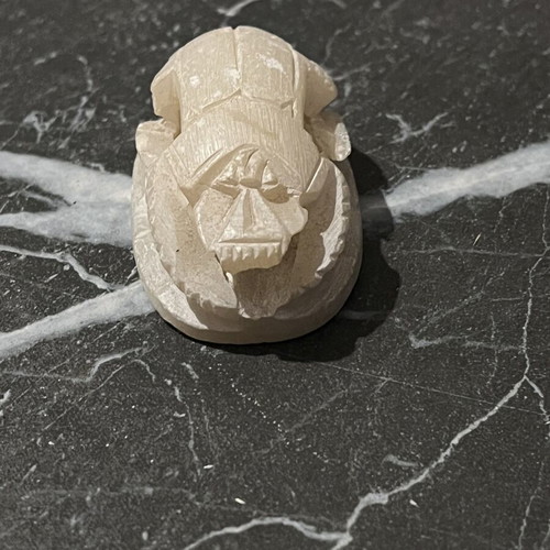 Vintage Egyptian Scarab carved from natural alabaster, like new