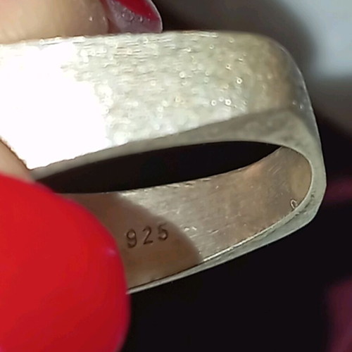 Silver 925 ring with zircon and sandblasting, new, size 53
