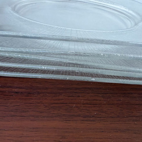 Arcoroc France vintage glass square salad plates set of 6 used with embossed texture