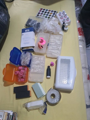 Manicure materials like new, pack with nails and accessories