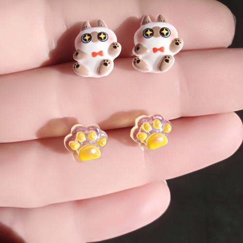 Handmade earrings pack of 2 with hypoallergenic posts, multicolor