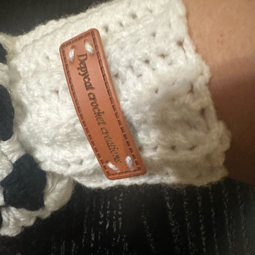 Knitted handmade fingerless gloves black and white with granny square design made to order