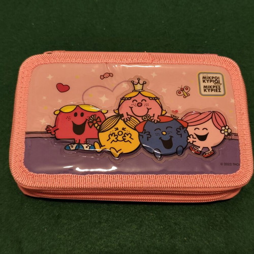 Little Miss Mr. Men children's double-zip pencil case, pink