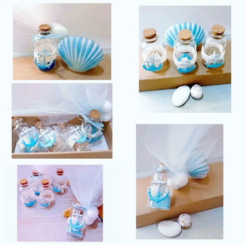 Glass Bottle Wedding Favor with Decorative Sand and Anchor, made to order