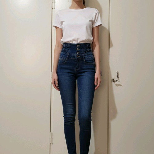 High-Waist Skinny Jeans XS Dark Blue like new