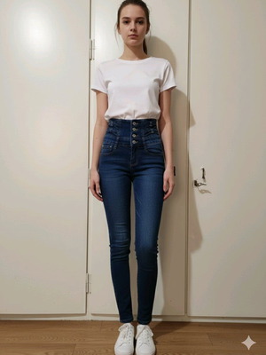 High-Waist Skinny Jeans XS Dark Blue like new