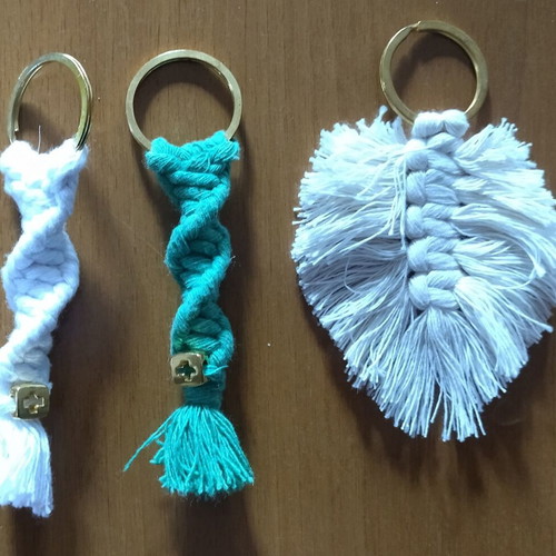 Handmade keychains new in white and green
