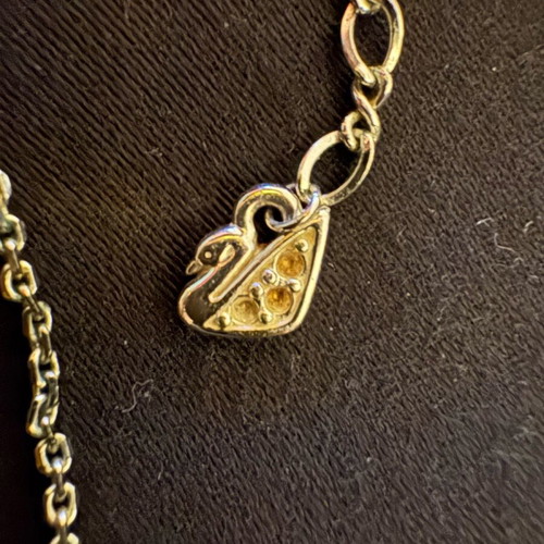 Swarovski necklace used with chain, lilac heart and butterfly