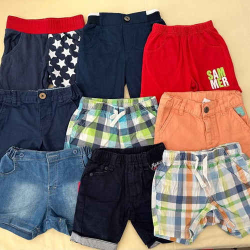 Set of 9 used summer shorts for boys size 74–80 (9–12 months)