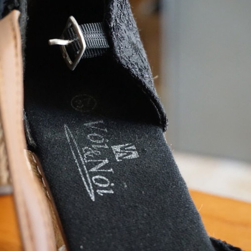 Women's espadrille platform shoes like new, size 37, black and beige