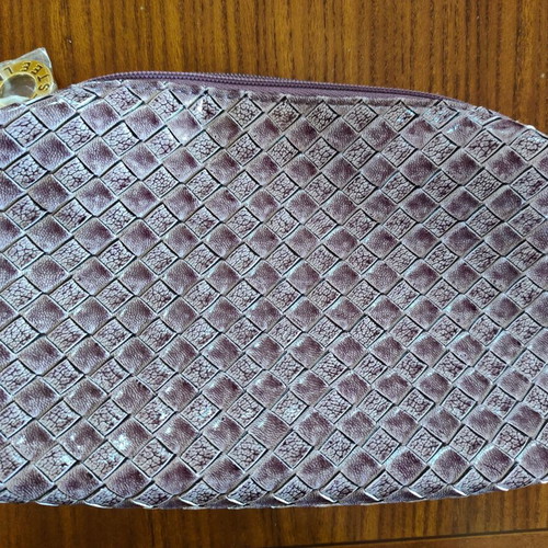 Estee Lauder toiletry bag new alligator leather with purple trim