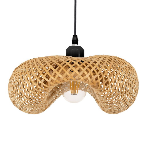 Mexico vintage pendant ceiling light single beige wooden bamboo new