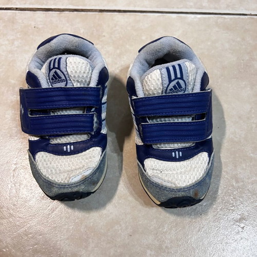 Baby sports shoes used, white-blue, size 22