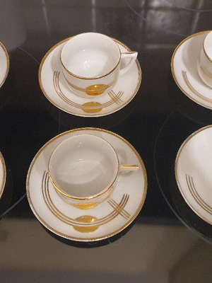Antique coffee cup set used, 4 saucers and 4 cups