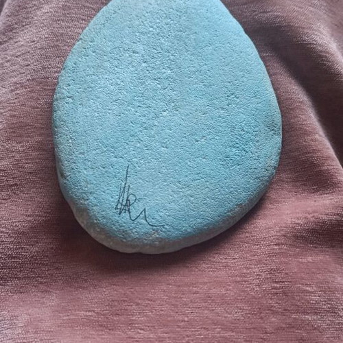 Painted stone new with image of Lefkada landmark