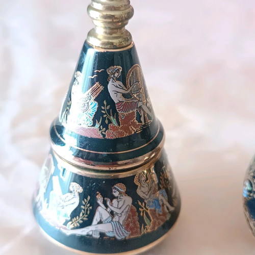 Vintage Greek Venus Series Pallini Attiki perfume bottles used, 24K gold details