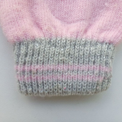 Disney children's gloves used, pink and gray, knitted