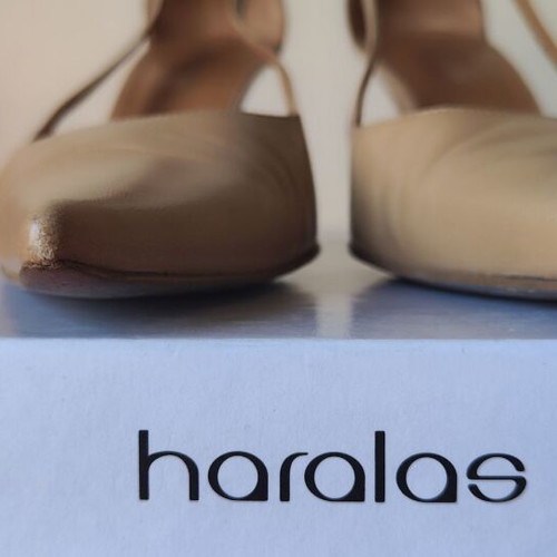 Haralas vintage leather pumps nude taupe size 40, used, 8cm heel