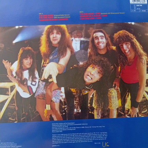 Anthrax vinyl 12 single 1987 like new