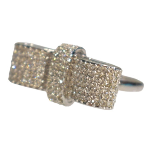 Swarovski bow ring with pavé crystals, rhodium plated, size 55 EU