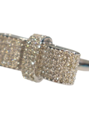 Swarovski bow ring with pavé crystals, rhodium plated, size 55 EU
