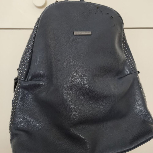 Axel backpack used, blue synthetic leather with studs