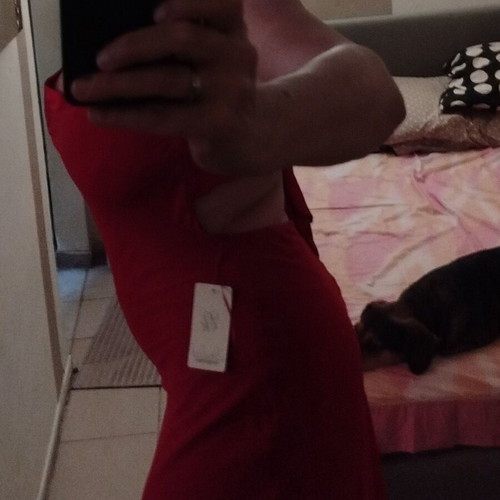 Evening dress red, new, ankle-length, Italian origin