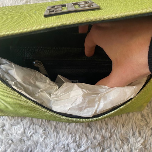 EL Bag Anemos lime crossbody new with strap and pouch