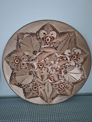 Copper decorative wall plate 38cm, handmade vintage