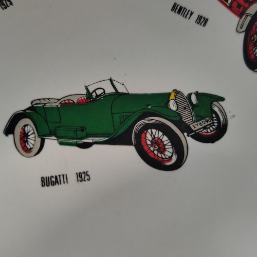 Ceramic ashtray used with vintage car designs