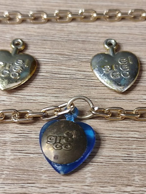 Vintage El Greco Hearts for Dolls used, plastic chains and charms