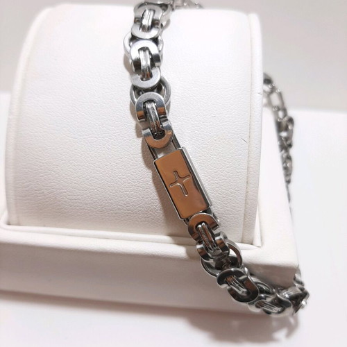 Men's bracelet stainless steel new, silver, 21.5cm