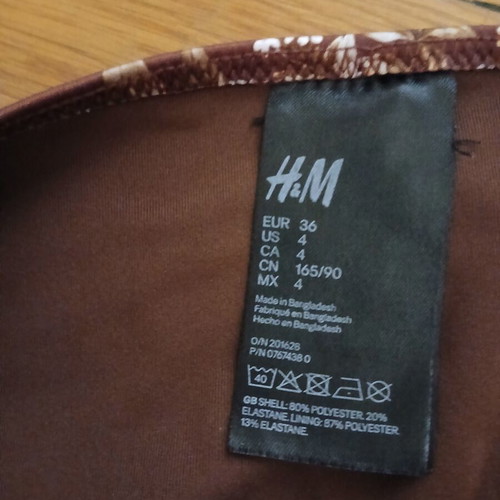 H&M floral brown two-piece bandeau bikini