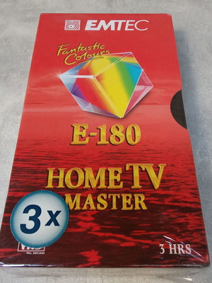 Emtec E 180 video cassette sealed, 3-hour recording duration, new