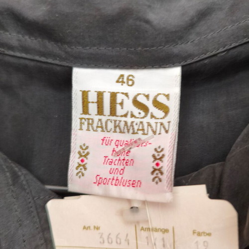 Vintage silk shirt HESS Frackmann black, new, size 46