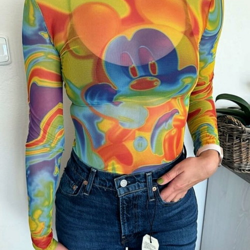 Zara x Disney Trippy Liquid Mesh Bodysuit Size S like new