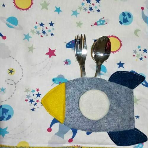 Children's handmade placemat with space theme made to order