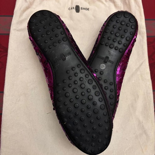Car Shoe ballerinas like new with purple sequins and black patent leather size 37