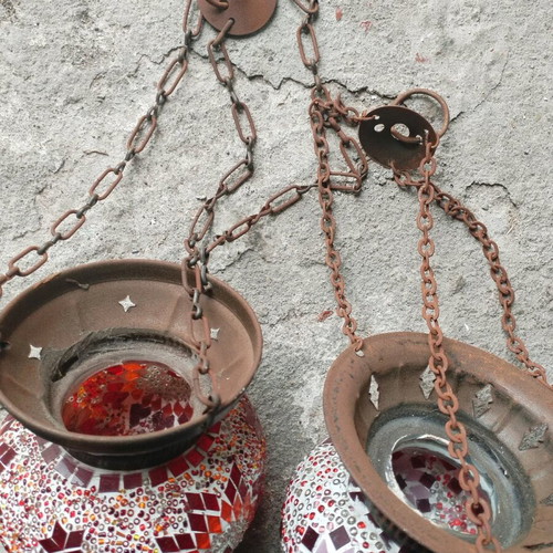 Lanterns used, set of 2 with beautiful designs