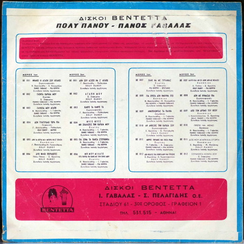 Panos Gavalas & Ria Kourti 7'' vinyl used, laiko