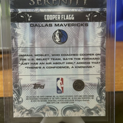 Cooper Flagg RC 2025 Topps Chrome Basketball Serenity SY-11 card