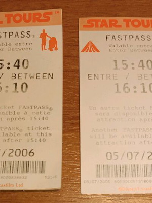 Star Tours 2006 tickets used, 2 pieces