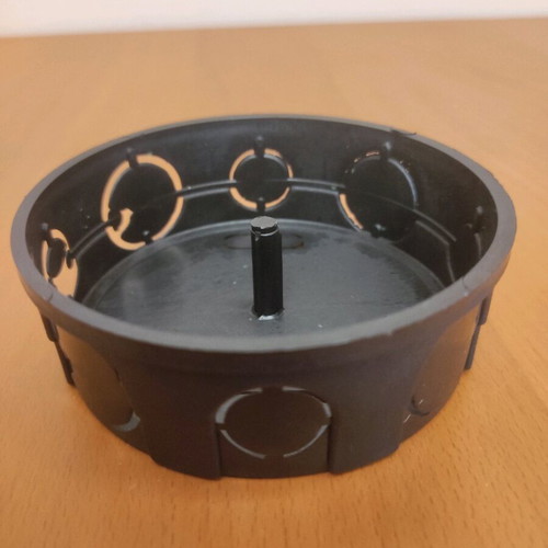 Junction box Φ10x3.5 cm new, recessed black interior with lid