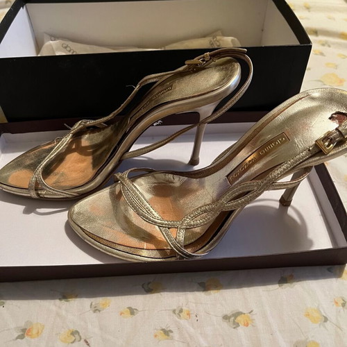 Gianna Kazakou women's gold leather vintage sandals used