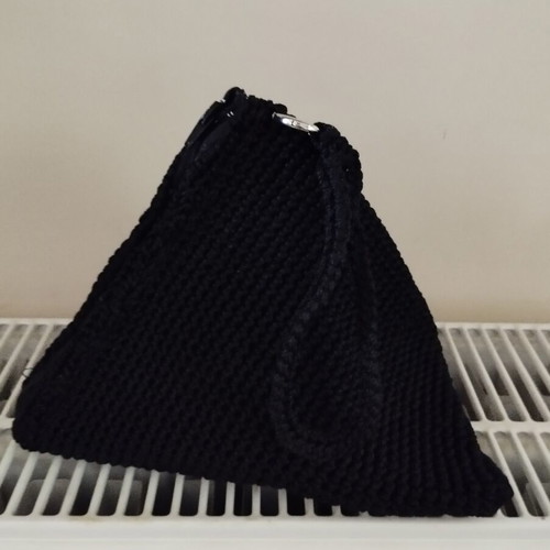 Handmade pyramid handbag black, new