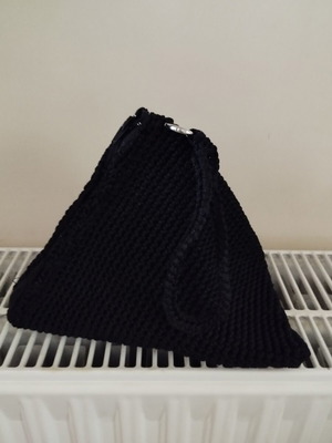 Handmade pyramid handbag black, new