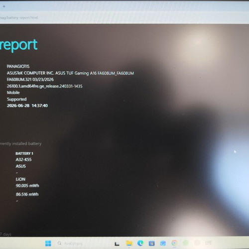 Gaming laptop Asus TUF A16 like new, 16GB RAM, 1TB storage, Windows