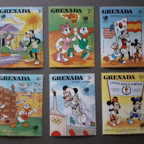 Grenada Walt Disney Summer Olympic Games Seoul '88 stamp set, 6 pcs