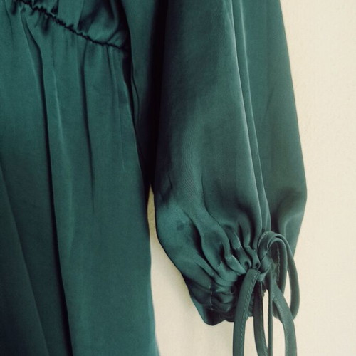 Zara women's satin jumpsuit green (emerald) size S like new