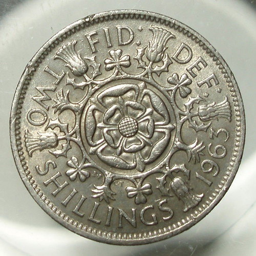2 Shillings coin used, lot of 4, Elizabeth II